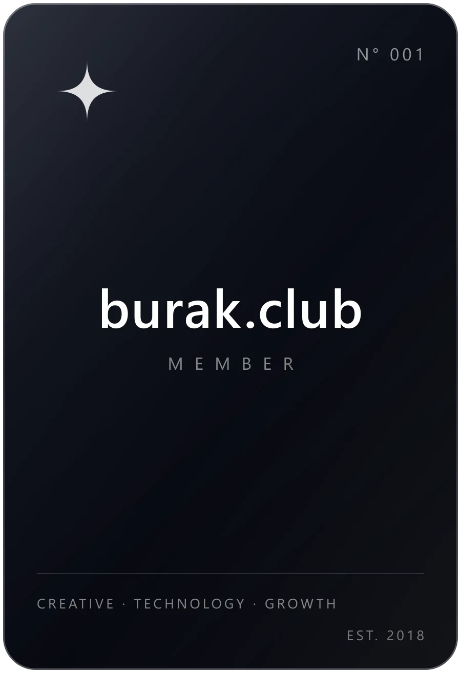 burak.club üyelik kartı — Nº 001